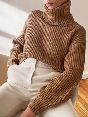 Babaton Camel Turtleneck Sweater